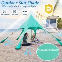Tangkula 20 X 20 FT Beach Tent Beach Canopy W/ UPF50+ Sun Protection Carrying Bag & Sand Shovel Aluminum Pole & 6 Ground Stakes Blue/Green 14 Tangkula 20 X 20 FT Beach Tent Beach Canopy W/ UPF50+ Sun Protection Carrying Bag & Sand Shovel Aluminum Pole & 6 Ground Stakes Blue/Green -Tangkula GUEST 8084a743 dfe4 483d 857d d78bc9e03af3