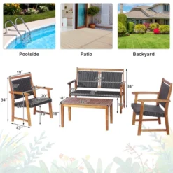 Tangkula 4PCS Patio Rattan Furniture Set Cushioned Loveseat & Table Set W/Acacia Wood Frame 7 Tangkula 4PCS Patio Rattan Furniture Set Cushioned Loveseat & Table Set W/Acacia Wood Frame -Tangkula GUEST 80a69356 4638 41ed bbae f5d17c14b42a