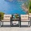 Tangkula 3 PCS Patio Chair Table Set Wicker Rattan Furniture Beige/Red/Blue/Black -Tangkula GUEST 8169eb92 2319 43bc 9dc9 efec9599755d 1