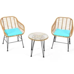 Tangkula 3 Pieces Patio Furniture Set W/Tempered Glass Coffee Table Set For Garden And Backyard White/Red/Turquoise/Grey/Black Cushions 27 Tangkula 3 Pieces Patio Furniture Set W/Tempered Glass Coffee Table Set For Garden And Backyard White/Red/Turquoise/Grey/Black Cushions -Tangkula GUEST 8190f83d cb71 4595 be0e 55472c0cc849
