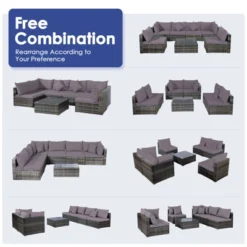 Tangkula 7 PCS Outdoor Patio Furniture Set All-Weather PE Rattan Sofa Set W/Coffee Table & Cushions -Tangkula GUEST 81b6600a fc39 45d1 bc75 ec5aee5f6487