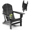 Tangkula Adirondack Chair W/Ergonomic Design&Ottoman Outdoor Armchair HDPE Chair For Yard&Patio Black/Coffee/Grey/Turquoise/White