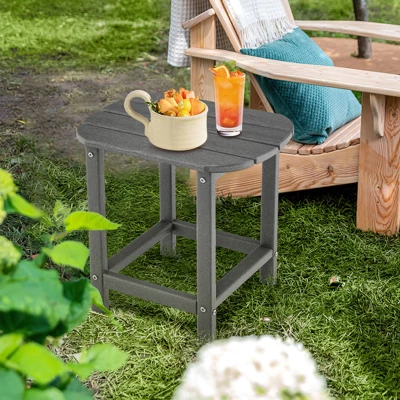 Tangkula 2PCS 18" Patio Adirondack Side Table Coffee Table Weather Resistant HDPE Garden Yard 3 Tangkula 2PCS 18" Patio Adirondack Side Table Coffee Table Weather Resistant HDPE Garden Yard
