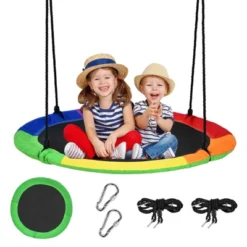 Tangkula 40" Flying Saucer Tree Swing Indoor/Outdoor Round Mat Tree Swing Blue/Green/Camo Green -Tangkula GUEST 82fabc31 12a2 4499 a4d9 c986534d2ecf