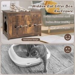 Tangkula Wooden Cat Litter Box Enclosure Flip-Top Hidden Washroom Bench W/ Side Entrance -Tangkula GUEST 8314b015 5146 4acb b8cd 19a0f2e69d98