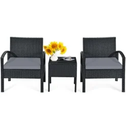 Tangkula 3 Pieces Patio Set Outdoor Wicker Rattan Furniture W/ Cushions Gray 9 Tangkula 3 Pieces Patio Set Outdoor Wicker Rattan Furniture W/ Cushions Gray -Tangkula GUEST 83fdbbf5 9415 4279 b2f7 82827cba34b2