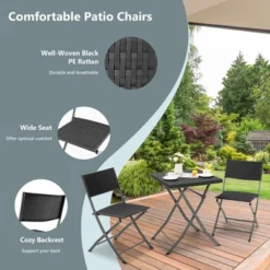 Tangkula 3PCS Patio Bistro Set Folding Wicker Chairs & Table Outdoor Patio Furniture Set -Tangkula GUEST 84cca26e a684 45c0 b2ca b8d29cba2379
