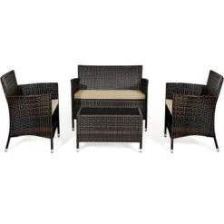 Tangkula 4 PCS Patio Rattan Wicker Furniture Set Outdoor With Cushions -Tangkula GUEST 855b937c 6918 46a6 b768 c93fed0f551b
