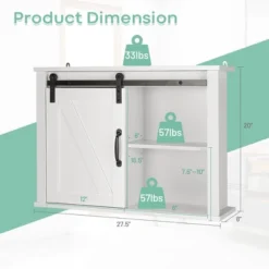 Tangkula Bathroom Wall Bathroom Storage Cabinet W/ 2 Adjustable Shelves&Sliding Barn Door -Tangkula GUEST 8586d2b2 4d23 4bcb 87fd 9fc0268c55db