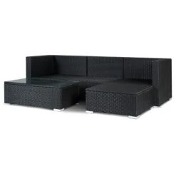 Tangkula 5 PCS Patio Rattan Furniture Set Wicker Table Sofa Garden Outdoor W/ Cushion Black -Tangkula GUEST 864a5d2d c090 4c96 98aa 048a25992726