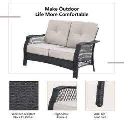 Tangkula 4PCS Patio Rattan Furniture Set Outdoor Conversation Set W/Tempered Glass Coffee Table Beige 18 Tangkula 4PCS Patio Rattan Furniture Set Outdoor Conversation Set W/Tempered Glass Coffee Table Beige -Tangkula GUEST 868079eb a94d 4214 ad22 bb012de5bee2