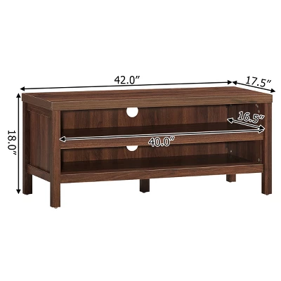 Tangkula TV Stand Fit 45” TV Media Center Open Console Cabinet With 2-Shelf Storage OakWalnut 4 Tangkula TV Stand Fit 45” TV Media Center Open Console Cabinet With 2-Shelf Storage OakWalnut - Image 2