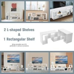 Tangkula 3 PCS Adjustable TV Stand Minimalist Entertainment Center For 43 55 60 65 Inch TV Media Console Table White -Tangkula GUEST 87882bf5 bb85 4174 a3aa d87c701bf24a