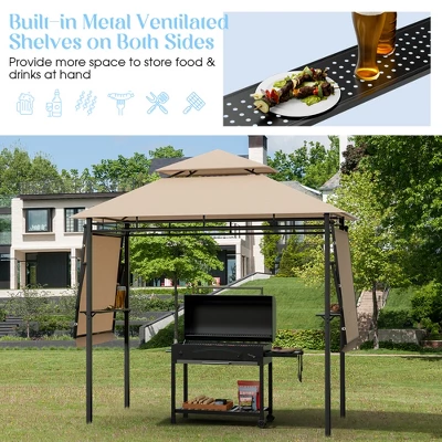 Tangkula 13.5'x 4'Patio BBQ Grill Gazebo Side Awnings Shelves 2-Tier Canopy Outdoor 8 Tangkula 13.5'x 4'Patio BBQ Grill Gazebo Side Awnings Shelves 2-Tier Canopy Outdoor - Image 7