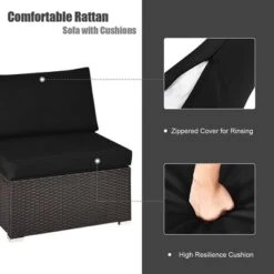 Tangkula 2PCS Patio Sectional Armless Sofas Outdoor Rattan Furniture Set W/ Cushions Black 19 Tangkula 2PCS Patio Sectional Armless Sofas Outdoor Rattan Furniture Set W/ Cushions Black -Tangkula GUEST 895af801 f16f 422f a7d8 d65d37f08f11