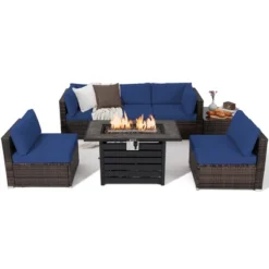 Tangkula 7PCS Patio Rattan Furniture Set 42" Fire Pit Table W/ Cover Cushioned 28 Tangkula 7PCS Patio Rattan Furniture Set 42" Fire Pit Table W/ Cover Cushioned -Tangkula GUEST 898c36db ff22 4ea1 bdb9 99b5d768673d