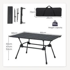 Tangkula Folding Camping Table Collapsible Aluminum Roll Up Beach Table With Carrying Bag 4-Level Adjustable Height Dark/Silver -Tangkula GUEST 8a6264f4 a7e3 42e8 84e9 33c0ee0be233
