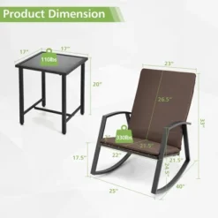 Tangkula 3PCS Rattan Bistro Rocking Chair Set Patio Furniture Set W/ Cushions -Tangkula GUEST 8b40c279 e271 4b9b 9a79 fe2f4a190c8a
