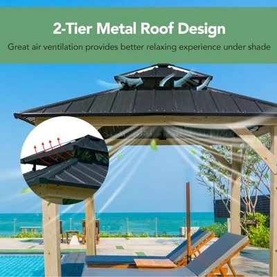 Tangkula 10' X 10' Patio Pavilion Outdoor Hardtop Gazebo W/ Extra Metal Stakes & J-Shaped Hook 5 Tangkula 10' X 10' Patio Pavilion Outdoor Hardtop Gazebo W/ Extra Metal Stakes & J-Shaped Hook - Image 3