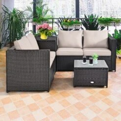 Tangkula 4 PCS Patio Rattan Furniture Set Wicker Conversation Set W/Storage Box 11 Tangkula 4 PCS Patio Rattan Furniture Set Wicker Conversation Set W/Storage Box -Tangkula GUEST 8cd4c2b9 72cb 4add 8c0f f204ec0c09ba
