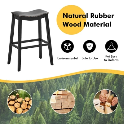 Tangkula Set Of 4 Saddle Bar Stools Bar Height Kitchen Chairs W/ Rubber Wood Legs 8 Tangkula Set Of 4 Saddle Bar Stools Bar Height Kitchen Chairs W/ Rubber Wood Legs - Image 6