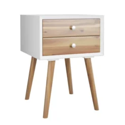 Tangkula Wooden Nightstand With 2 Storage Drawers Accent End Side Table For Bedroom&Living Room -Tangkula GUEST 8f08a5c7 dacc 49cd b23c c9c269c72468