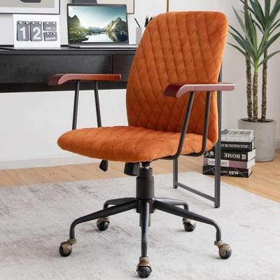 Tangkula Velvet Home Office Chair Swivel Adjustable Task Chair W/ Wooden Armrest 3 Tangkula Velvet Home Office Chair Swivel Adjustable Task Chair W/ Wooden Armrest