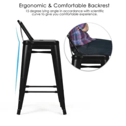 Tangkula Set Of 4 Metal Bar Stools 24" Industrial Chair Low Back Black 14 Tangkula Set Of 4 Metal Bar Stools 24" Industrial Chair Low Back Black -Tangkula GUEST 9057936b 72c3 47cb 918d 3d7a496ed202