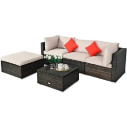Tangkula 5-Piece Outdoor Patio Sectional Rattan Wicker Sofa Set W/ Cushion 17 Tangkula 5-Piece Outdoor Patio Sectional Rattan Wicker Sofa Set W/ Cushion -Tangkula GUEST 90a0427c 9779 4164 83e6 93dcfe36ab78