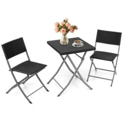 Tangkula 3PCS Patio Bistro Set Folding Wicker Chairs & Table Outdoor Patio Furniture Set -Tangkula GUEST 90a6b2d4 dfcb 4c1e bb91 5eb598d87e04