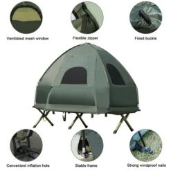 Tangkula 1-Person Folding Camping Tent Cot Portable Pop-Up Tent W/Sleeping Bag & Air Mattress For Outdoor -Tangkula GUEST 91002800 4468 4ae2 a3b0 dcbc3875bd99
