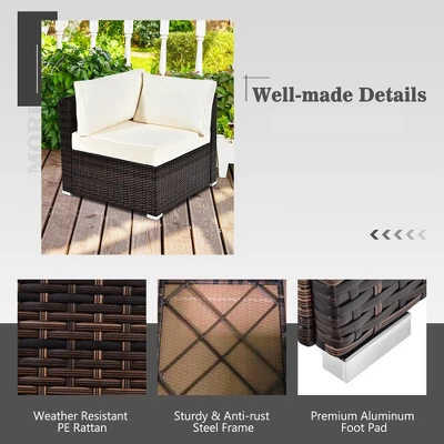 Tangkula 7PCS Patio Rattan Furniture Set 42" Fire Pit Table W/ Cover Cushioned 7 Tangkula 7PCS Patio Rattan Furniture Set 42" Fire Pit Table W/ Cover Cushioned - Image 5