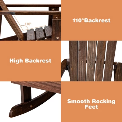 Tangkula 4PCS Kid Adirondack Rocking Chair Outdoor Solid Wood Slatted Seat Backrest 9 Tangkula 4PCS Kid Adirondack Rocking Chair Outdoor Solid Wood Slatted Seat Backrest - Image 7