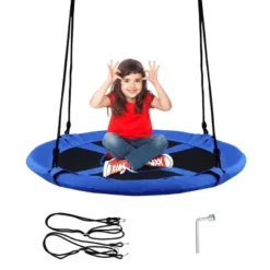 Tangkula 40" Kids'Saucer Tree Swing Seat Indoor Outdoor Play Set Grren/ Blue -Tangkula GUEST 91f271fd 6374 47cf b2f6 aa0f91227f9c