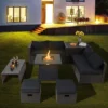 Tangkula 9PCS Outdoor Patio Furniture Set With 30" Propane Fire Pit Table PE Wicker Space-Saving Sectional Sofa Set W/ Storage Box & Cushions -Tangkula GUEST 9248bec6 95f3 444b bd85 339a70adc810