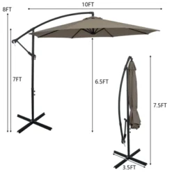 Tangkula 10FT Patio Offset Umbrella 8 Ribs Cantilever Umbrella W/Crank For Poolside Garden -Tangkula GUEST 92d3017d bfe1 4ceb 93bd b8610f4c77db