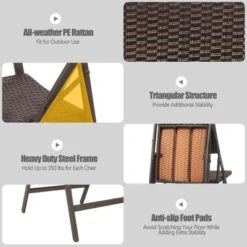 Tangkula 2 PCS Outdoor Rattan Folding Dining Chairs Patio Wicker Portable Chairs For Balcony Garden Lawn Brown -Tangkula GUEST 940da039 6afe 42f8 85d9 685a2477f8cf