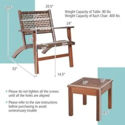 Tangkula 3 Pieces Outdoor Eucalyptus Wood Bistro Set Modern Hand-Woven PE Wicker Conversation Set -Tangkula GUEST 94194216 88d9 4362 a198 5d668bb51421