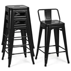 Tangkula Set Of 4 Metal Bar Stools 24" Industrial Chair Low Back Black 16 Tangkula Set Of 4 Metal Bar Stools 24" Industrial Chair Low Back Black -Tangkula GUEST 94340ab8 6b0e 4198 9ec8 0942e0ce3be6