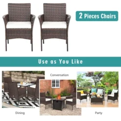 Tangkula Outdoor 4 PCS Rattan Dining Chair Patio Cushioned Arm Chair W/Zipper Brown 16 Tangkula Outdoor 4 PCS Rattan Dining Chair Patio Cushioned Arm Chair W/Zipper Brown -Tangkula GUEST 9517e5c1 3e21 4bf9 80d8 1ef48d7349e9