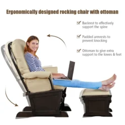 Tangkula Ergonomic Rocking Chair Baby Nursery Chair Glider With Ottoman -Tangkula GUEST 97400dfa c236 46a5 9a09 4b019958bfa1