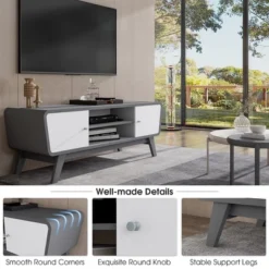Tangkula Mid Century TV Stand For TVs Up To 55" Media Console Table Sliding Door -Tangkula GUEST 9799c61a 46e4 4c40 9454 cbb47b905adf