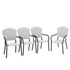 Tangkula 5PCS Rattan Patio Dining Set All Weather Square Folding Table & 4 Stackable Chairs Set W/Tempered Glass Tabletop 15 Tangkula 5PCS Rattan Patio Dining Set All Weather Square Folding Table & 4 Stackable Chairs Set W/Tempered Glass Tabletop -Tangkula GUEST 97ddff49 983f 4783 9ad7 d924559996ab