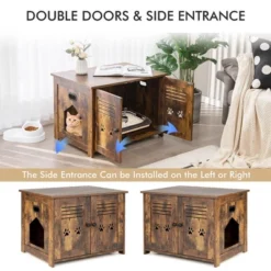 Tangkula Little Cat Box Enclosure Nightstand Cat House W/ Double Doors -Tangkula GUEST 9817cd76 a9c0 4340 9c17 10357e8ac066