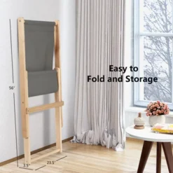 Tangkula Foldable Wood Beach Sling Chair With 3 Adjustable Positions Indoor Living Room Chaise Lounge Grey -Tangkula GUEST 98969e8a 93f6 447f 8728 0244450261d1