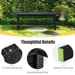 Tangkula Outdoor HDPE Bench W/ Metal Frame 47" X 14" X 16" For Yard Garden -Tangkula GUEST 9951ab85 0656 455d 8f90 267fde6bb79a