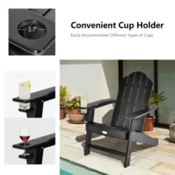 Tangkula 2PCS Adirondack Chair Outdoor With Cup Holde Weather Resistant Lounger Chair For Backyard Garden Patio And Deck Black/Grey/Turquoise/White -Tangkula GUEST 9968edd9 80db 4580 9eb3 9fd6571fa8fa