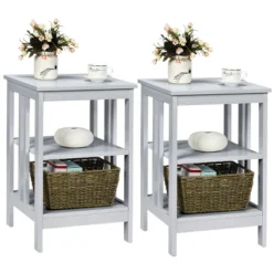 Tangkula 2PCS 3-tier Side Table Nightstand Sofa End Table Storage Display Shelf -Tangkula GUEST 99814bfb c05c 41bc 8f30 2795578b6bb6