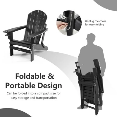 Tangkula Adirondack Chair W/Ergonomic Design&Ottoman Outdoor Armchair HDPE Chair For Yard&Patio Black/Coffee/Grey/Turquoise/White 6 Tangkula Adirondack Chair W/Ergonomic Design&Ottoman Outdoor Armchair HDPE Chair For Yard&Patio Black/Coffee/Grey/Turquoise/White - Image 4