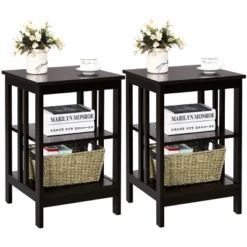 Tangkula 2PCS 3-tier Side Table Nightstand Sofa End Table Storage Display Shelf -Tangkula GUEST 9a2d4ca2 26bc 4ef3 89b3 1c9f44937b68